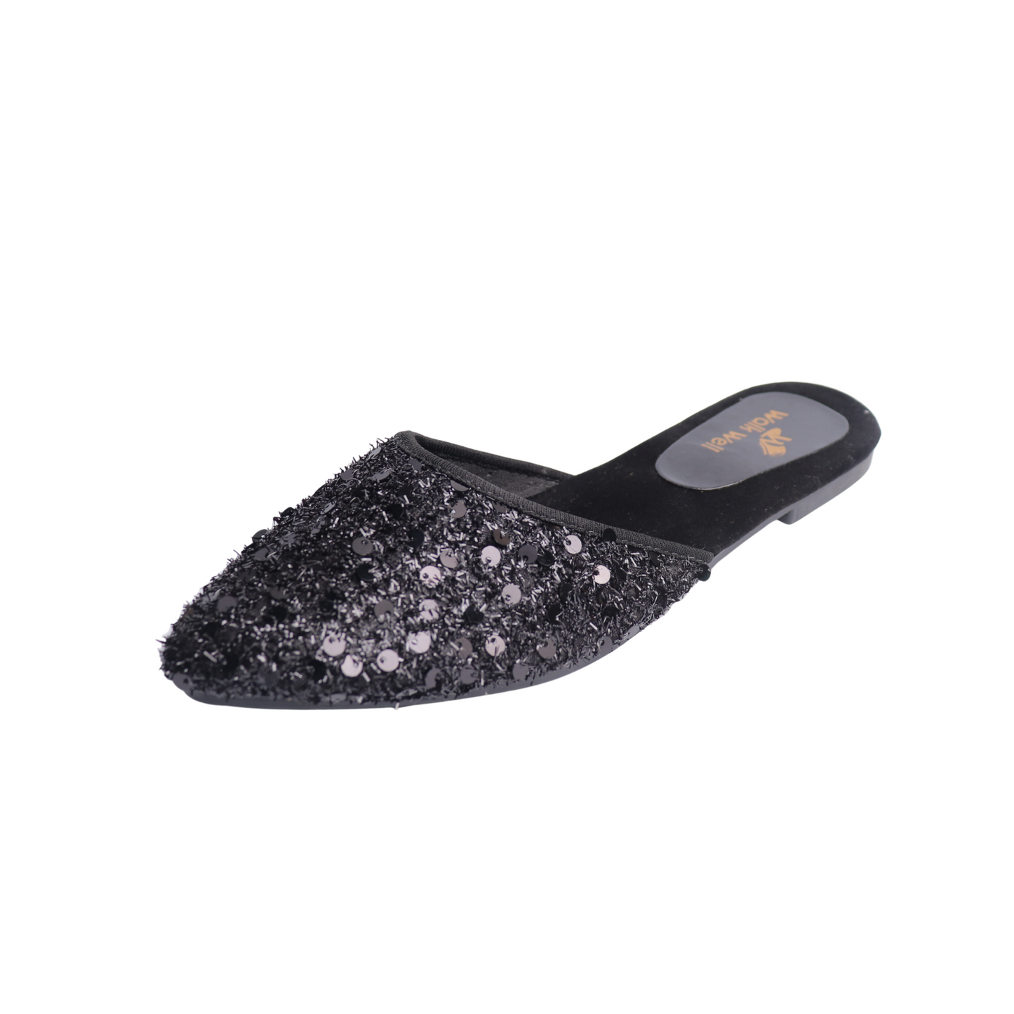 Black Sequin Cut Shoes β Elegant & Comfortable β¨ Code #4487