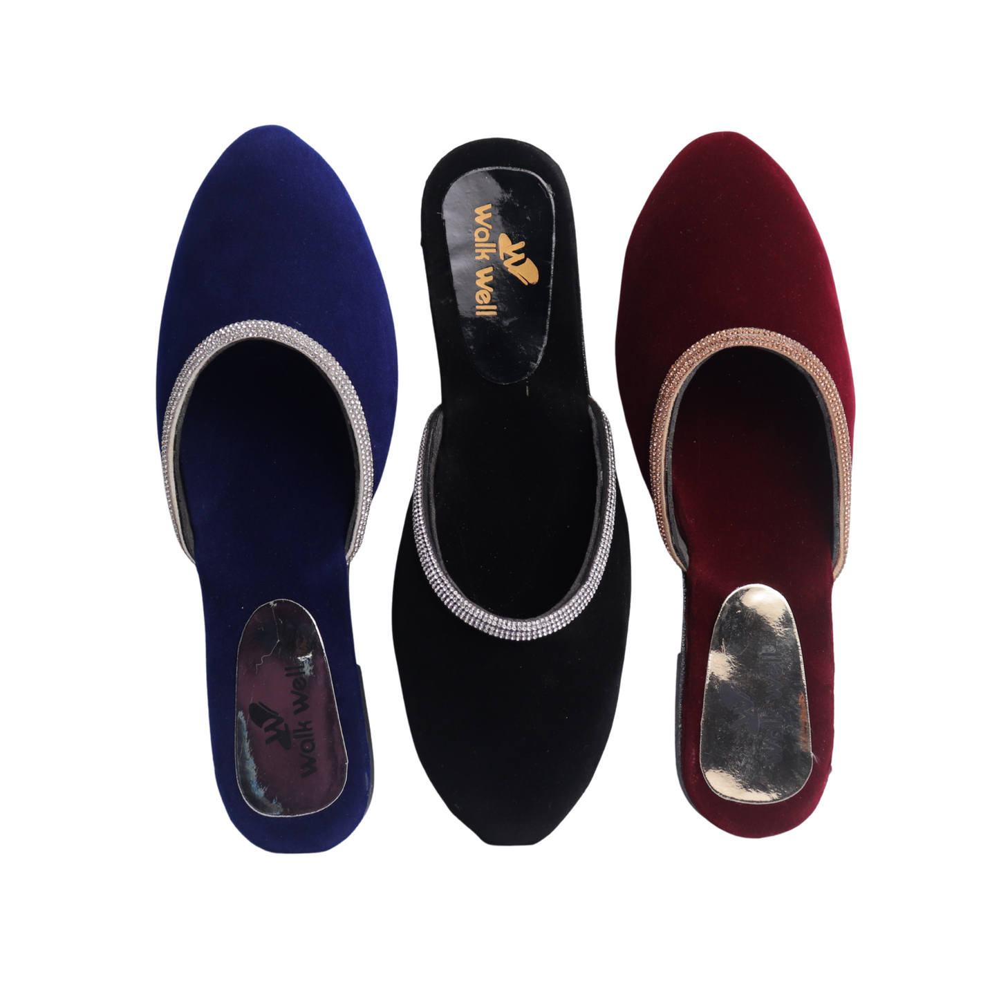 Velvet Cut Shoes β Black, Blue & Mehroon | Stylish & Comfortable Footwear Code #4476