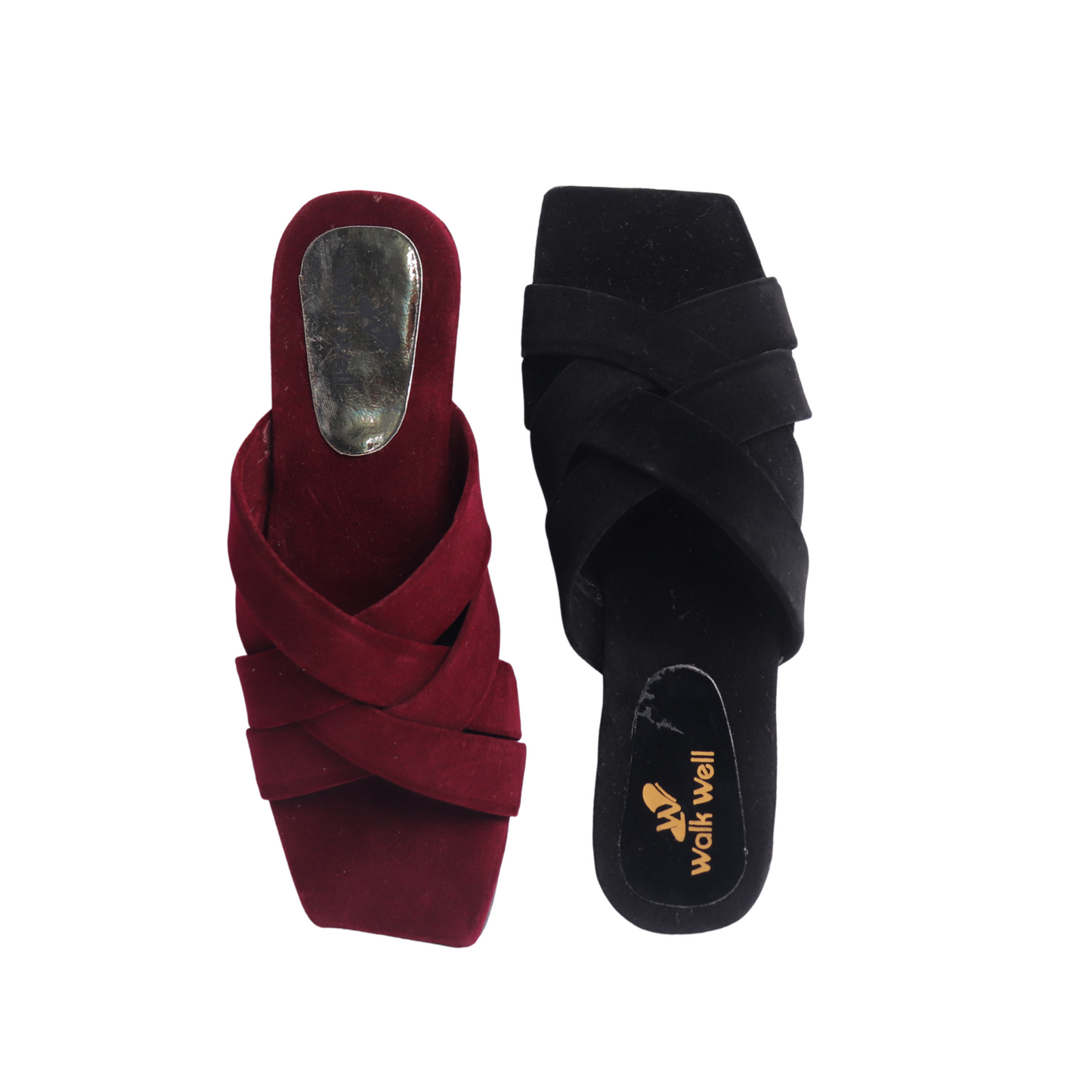 Maroon And Black Velvet Zigzag Design Slippers β Luxe Comfort | Code #3356