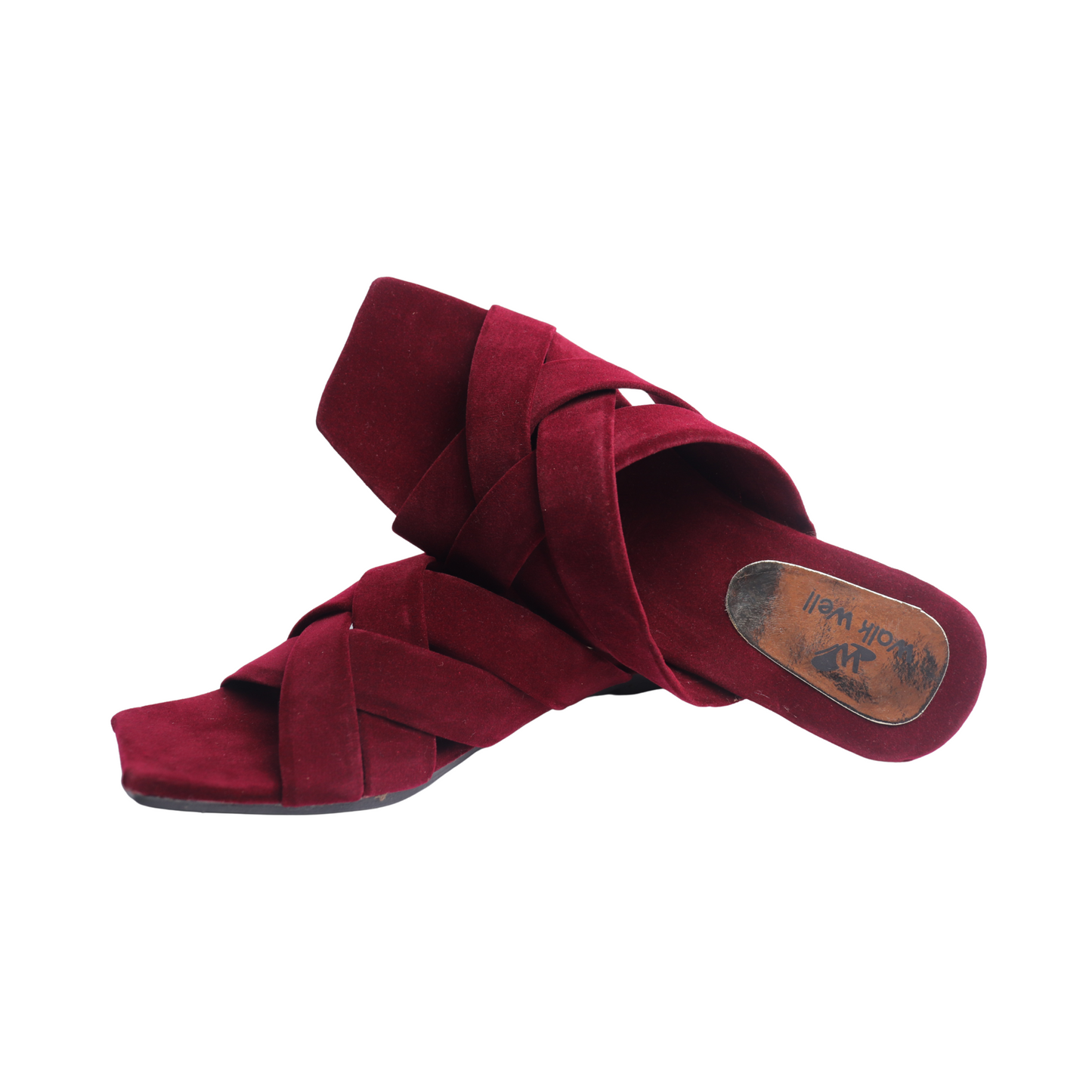 Maroon And Black Velvet Zigzag Design Slippers β Luxe Comfort | Code #3356