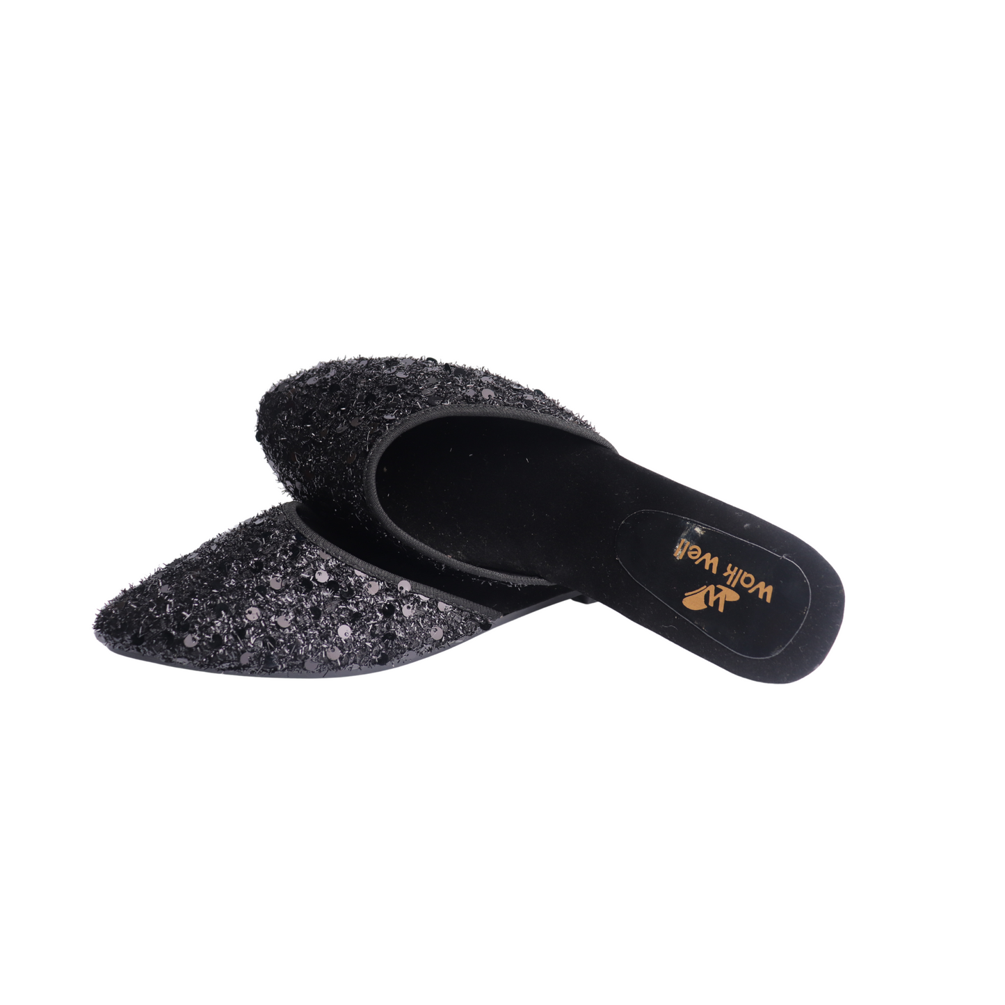 Black Sequin Cut Shoes β Elegant & Comfortable β¨ Code #4487
