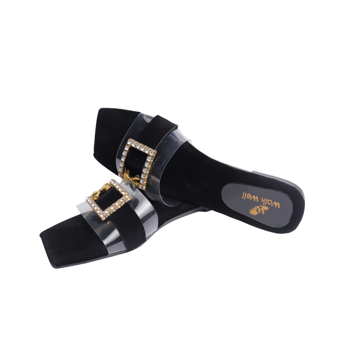 Maroon Velvet Slippers with Transparent Strap & Golden Buckle β Code #3367