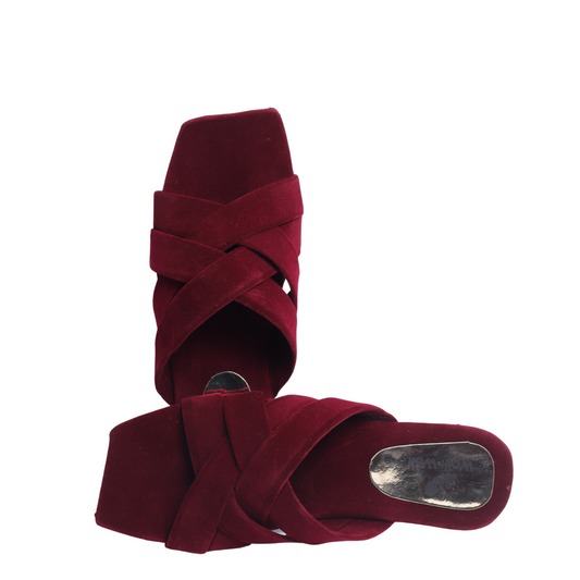 Maroon And Black Velvet Zigzag Design Slippers – Luxe Comfort | Code #3356