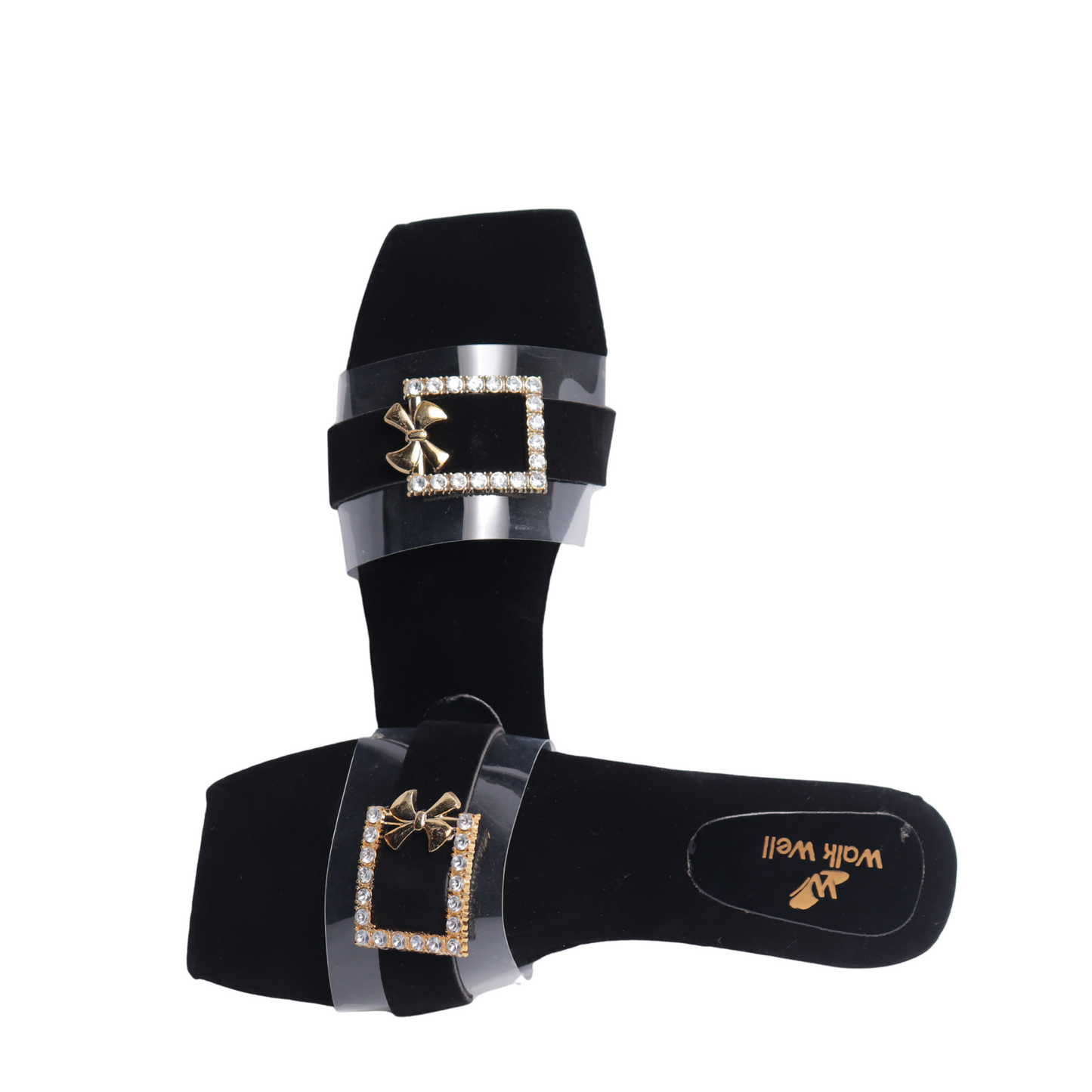 Maroon Velvet Slippers with Transparent Strap & Golden Buckle – Code #3367