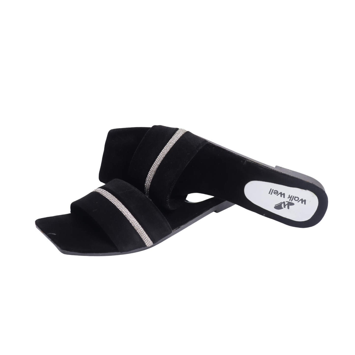 Classic Black And Mahroon Velvet Slippers with Silver Nug Accent – Code #3398